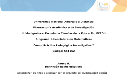 Definición de los objetivos